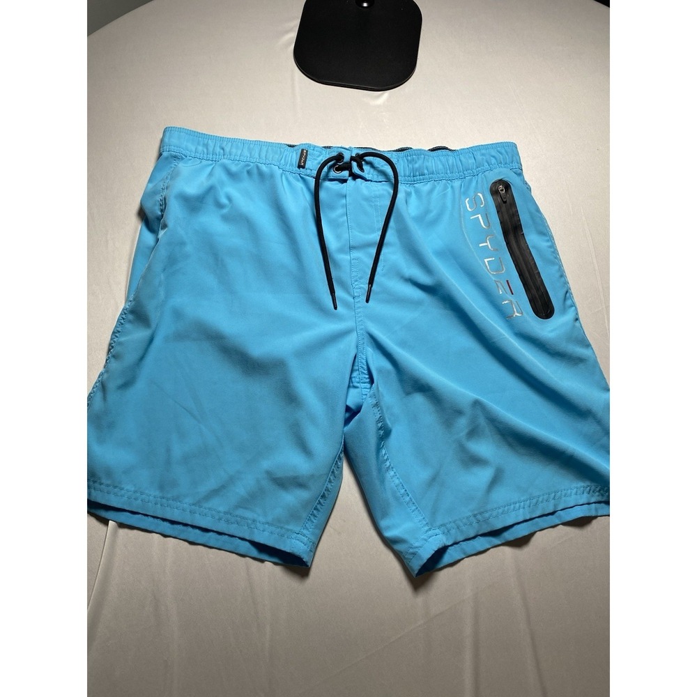 Spyder Swim Trunks Mens Large Blue Board Shorts UV Protection Graphic S923004